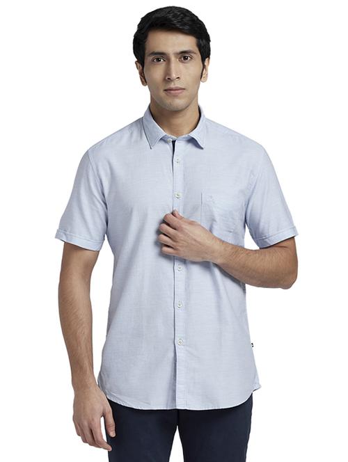 blue solid casual shirt - 17768174 - Standard Image - 1