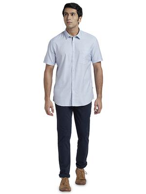 blue solid casual shirt - 17768174 - Standard Image - 4