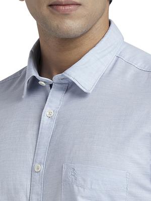 blue solid casual shirt - 17768174 - Standard Image - 5
