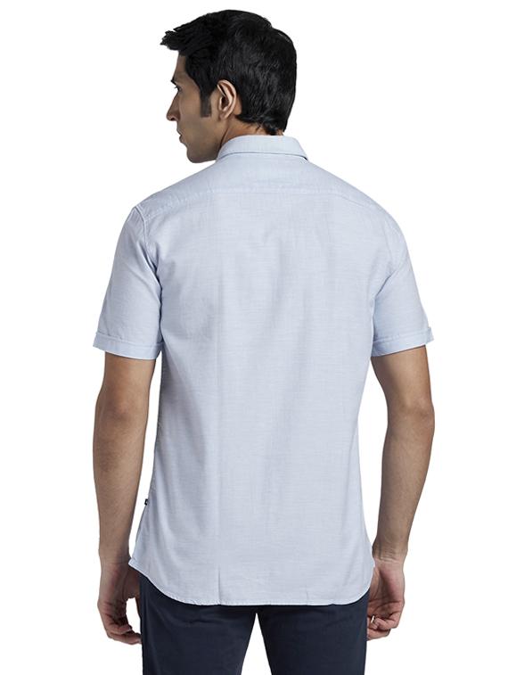 blue solid casual shirt - 17768174 - Zoom Image - 3
