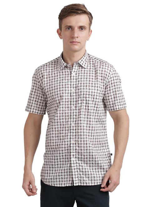 off white checkered casual shirt - 17768188 - Standard Image - 1