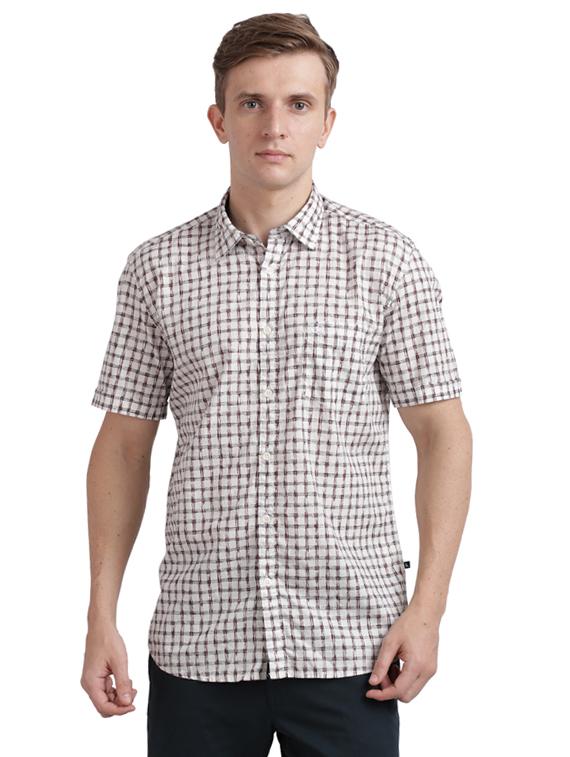 off white checkered casual shirt - 17768188 - Zoom Image - 1