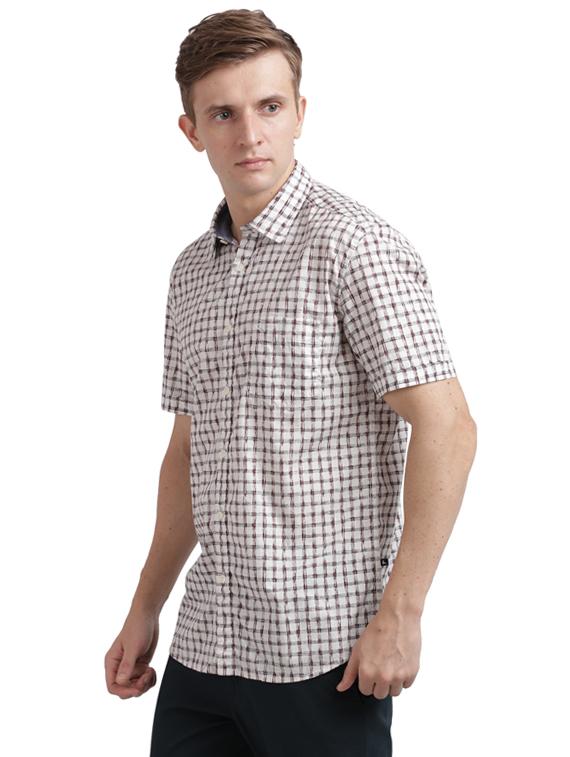 off white checkered casual shirt - 17768188 - Zoom Image - 2