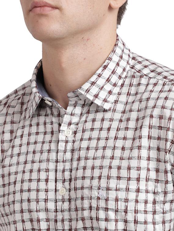 off white checkered casual shirt - 17768188 - Zoom Image - 5
