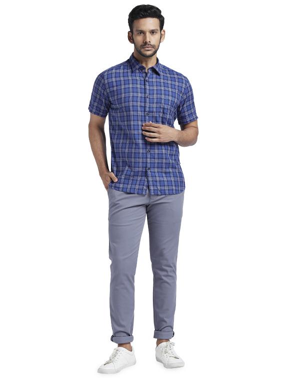 blue checkered casual shirt - 17768196 - Zoom Image - 4