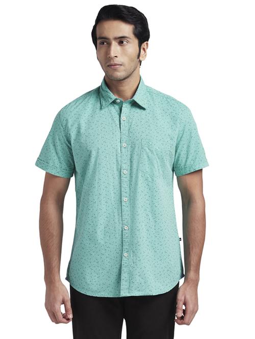 green printed casual shirt - 17768198 - Standard Image - 1
