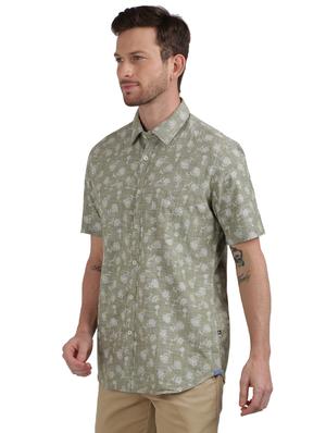 green printed casual shirt - 17768206 - Standard Image - 2