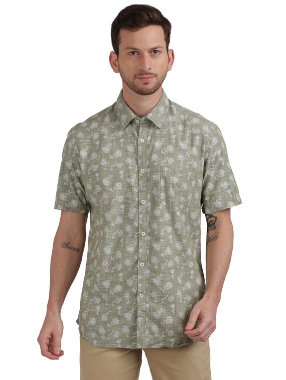 green printed casual shirt - 17768206 - Zoom Image - 1