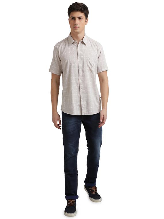 beige checkered linen casual shirt - 17768209 - Zoom Image - 4