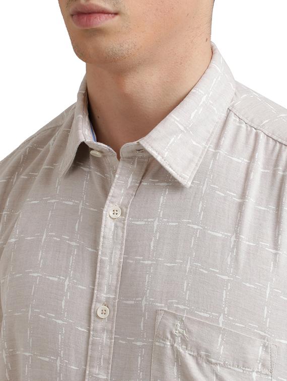 beige checkered linen casual shirt - 17768209 - Zoom Image - 5