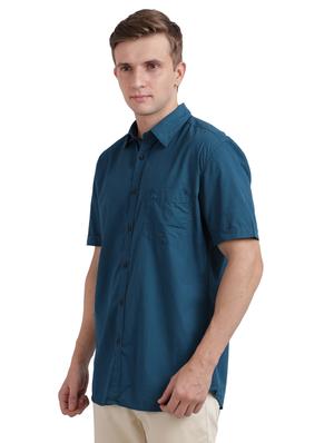 teal blue solid casual shirt - 17768232 - Standard Image - 2