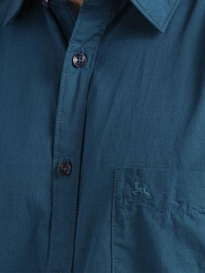 teal blue solid casual shirt - 17768232 - Standard Image - 5