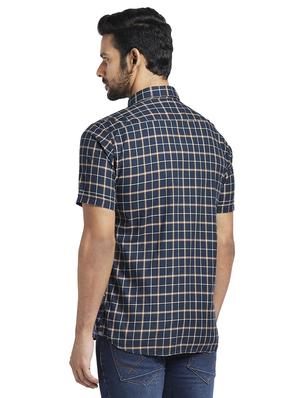 navy blue checkered casual shirt - 17768263 - Standard Image - 3