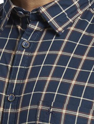 navy blue checkered casual shirt - 17768263 - Standard Image - 5