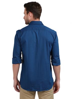 blue solid casual shirt - 17768273 - Standard Image - 3