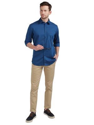 blue solid casual shirt - 17768273 - Standard Image - 4