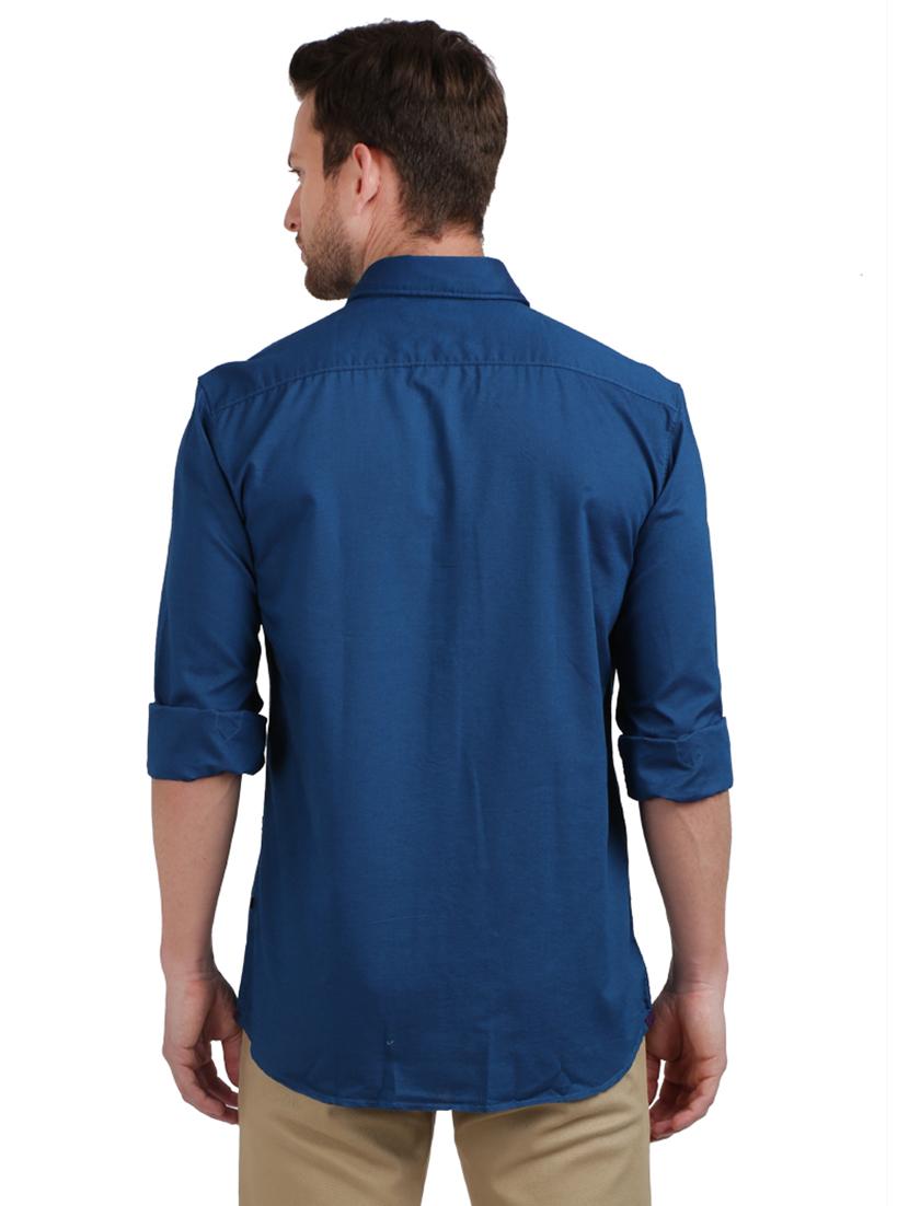 blue solid casual shirt - 17768273 - Zoom Image - 3