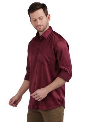 maroon solid casual shirt - 17768277 - Standard Image - 2