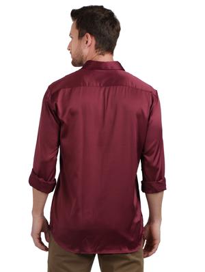 maroon solid casual shirt - 17768277 - Standard Image - 3