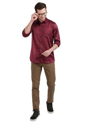 maroon solid casual shirt - 17768277 - Standard Image - 4