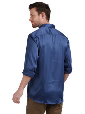 blue solid casual shirt - 17768278 - Standard Image - 3
