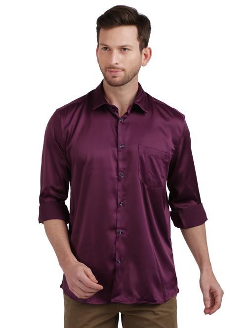 purple solid casual shirt - 17768286 - Standard Image - 1