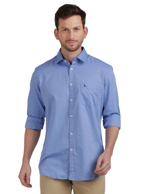 blue solid casual shirt - 17768294 - Standard Image - 1