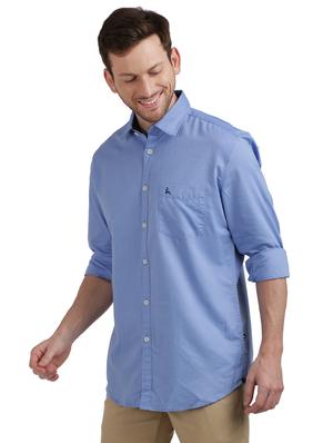 blue solid casual shirt - 17768294 - Standard Image - 2