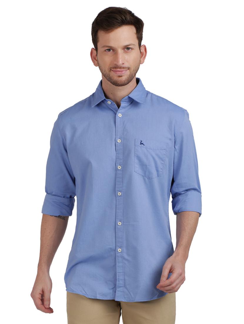 blue solid casual shirt - 17768294 - Zoom Image - 1