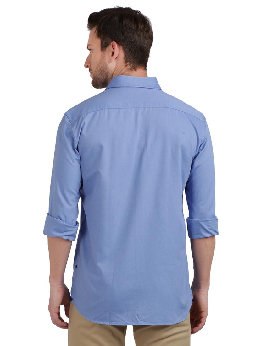 blue solid casual shirt - 17768294 - Zoom Image - 3