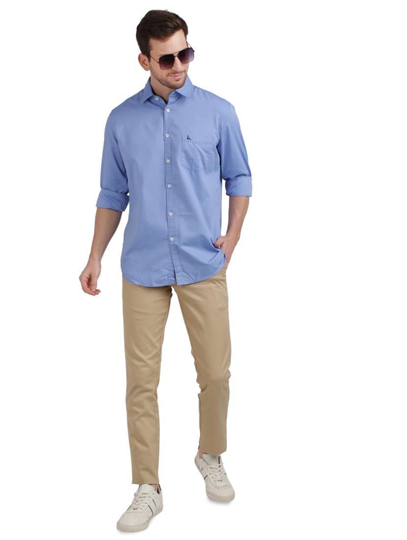 blue solid casual shirt - 17768294 - Zoom Image - 4