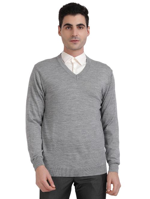 grey solid acrylic pullover - 17768313 - Standard Image - 1