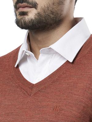 brown solid wool pullover - 17768340 - Standard Image - 5