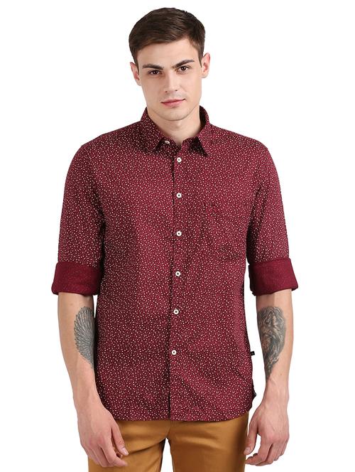 maroon printed casual shirt - 17768349 - Standard Image - 1