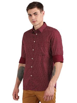 maroon printed casual shirt - 17768349 - Standard Image - 2