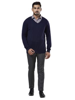 navy blue solid wool pullover - 17768350 - Standard Image - 4