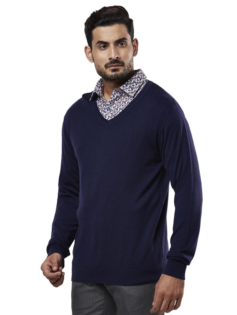 navy blue solid wool pullover - 17768350 - Zoom Image - 2
