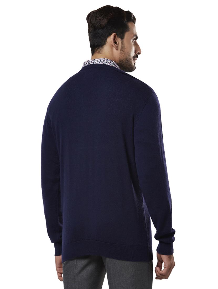 navy blue solid wool pullover - 17768350 - Zoom Image - 3