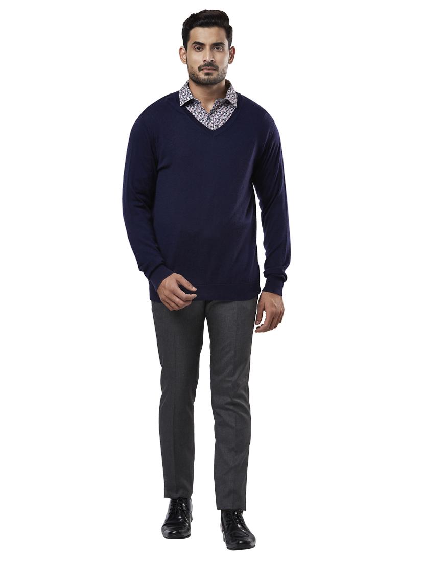 navy blue solid wool pullover - 17768350 - Zoom Image - 4