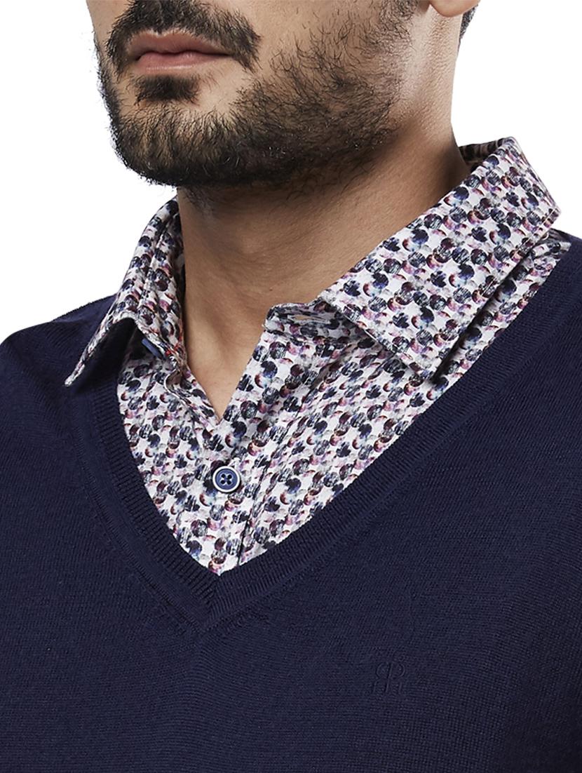 navy blue solid wool pullover - 17768350 - Zoom Image - 5