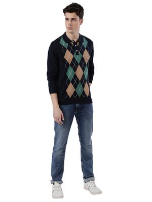 navy blue checkered pullover - 17768363 - Standard Image - 4