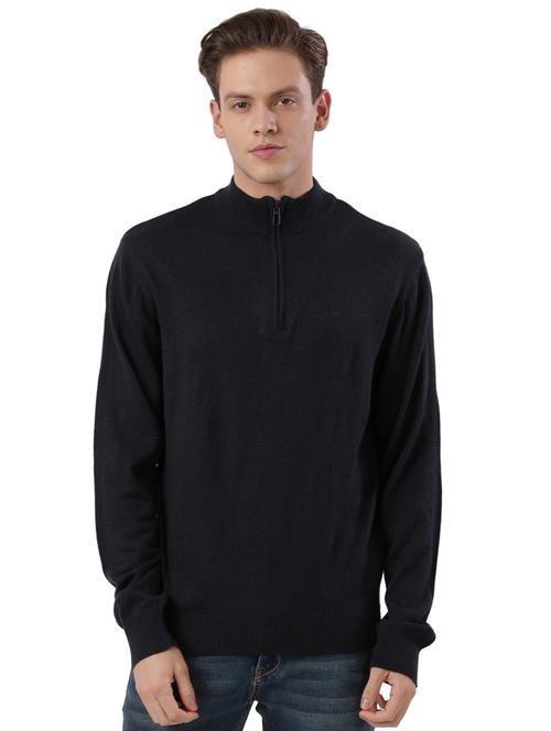 navy blue solid acrylic pullover - 17768372 - Standard Image - 1