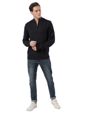 navy blue solid acrylic pullover - 17768372 - Standard Image - 4