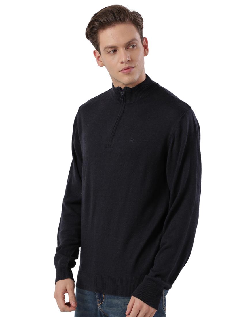 navy blue solid acrylic pullover - 17768372 - Zoom Image - 2