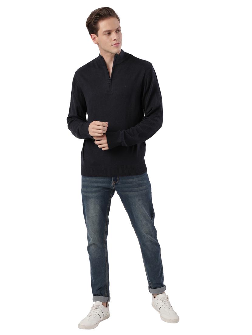 navy blue solid acrylic pullover - 17768372 - Zoom Image - 4