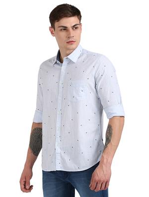 light blue printed casual shirt - 17768384 - Standard Image - 2