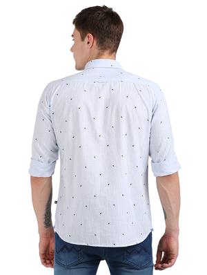 light blue printed casual shirt - 17768384 - Standard Image - 3