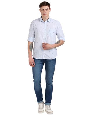 light blue printed casual shirt - 17768384 - Standard Image - 4