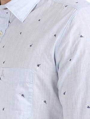 light blue printed casual shirt - 17768384 - Standard Image - 5