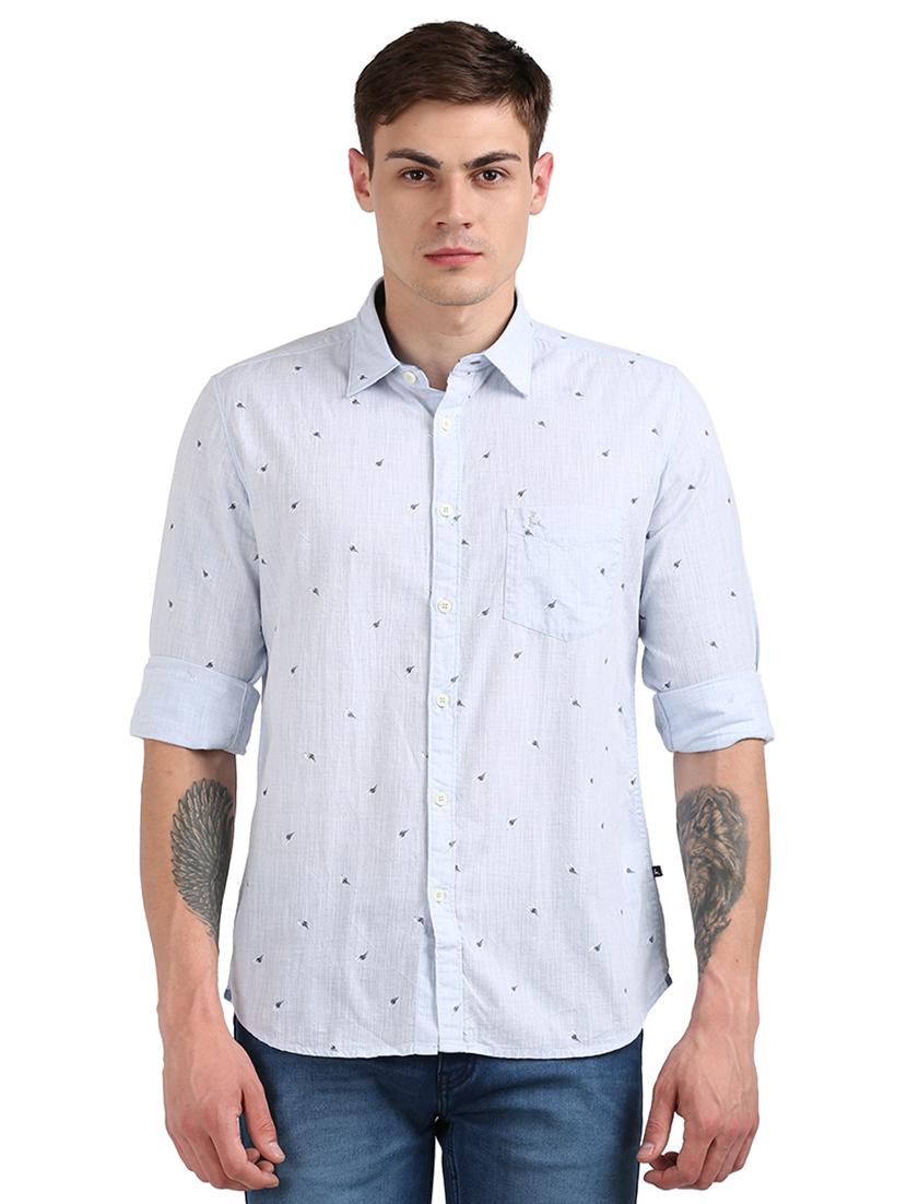 light blue printed casual shirt - 17768384 - Zoom Image - 1